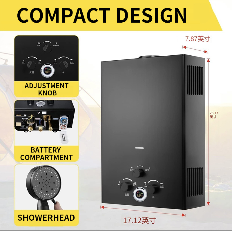 Outdoor Camping Water Heater - 16L/18L/20L Anında Isınan Gazlı Su Isıtıcısı,