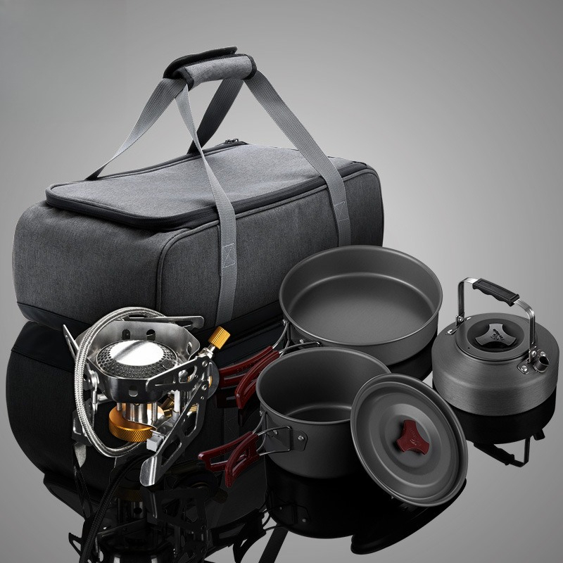 Outdoor Gas Stove - Taşınabilir Bölünmüş Gaz Sobası Tencere Seti