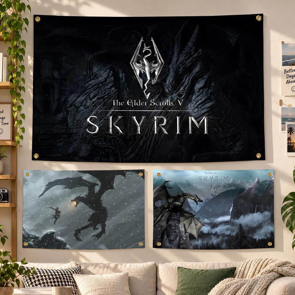 Outdoor Camping Rpg - Skyrim RPG Oyunu Temalı, Kişiselleştirilmiş Bayrak,