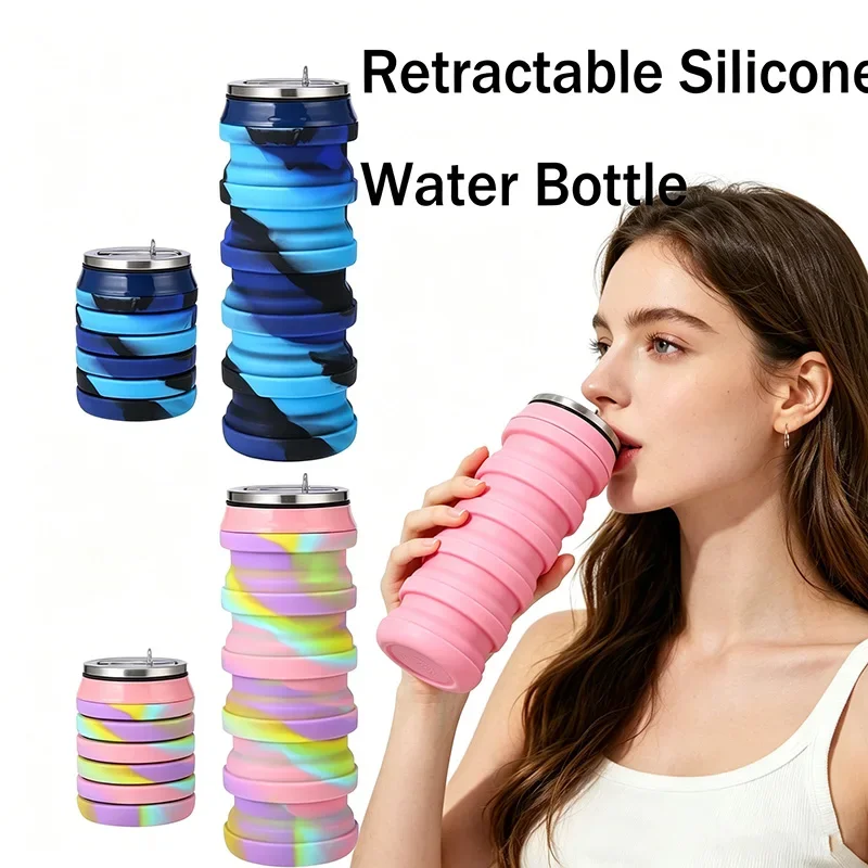 Collapsible Water Bottle - 480ML Geri Çekilebilir Silikon Su Şişesi