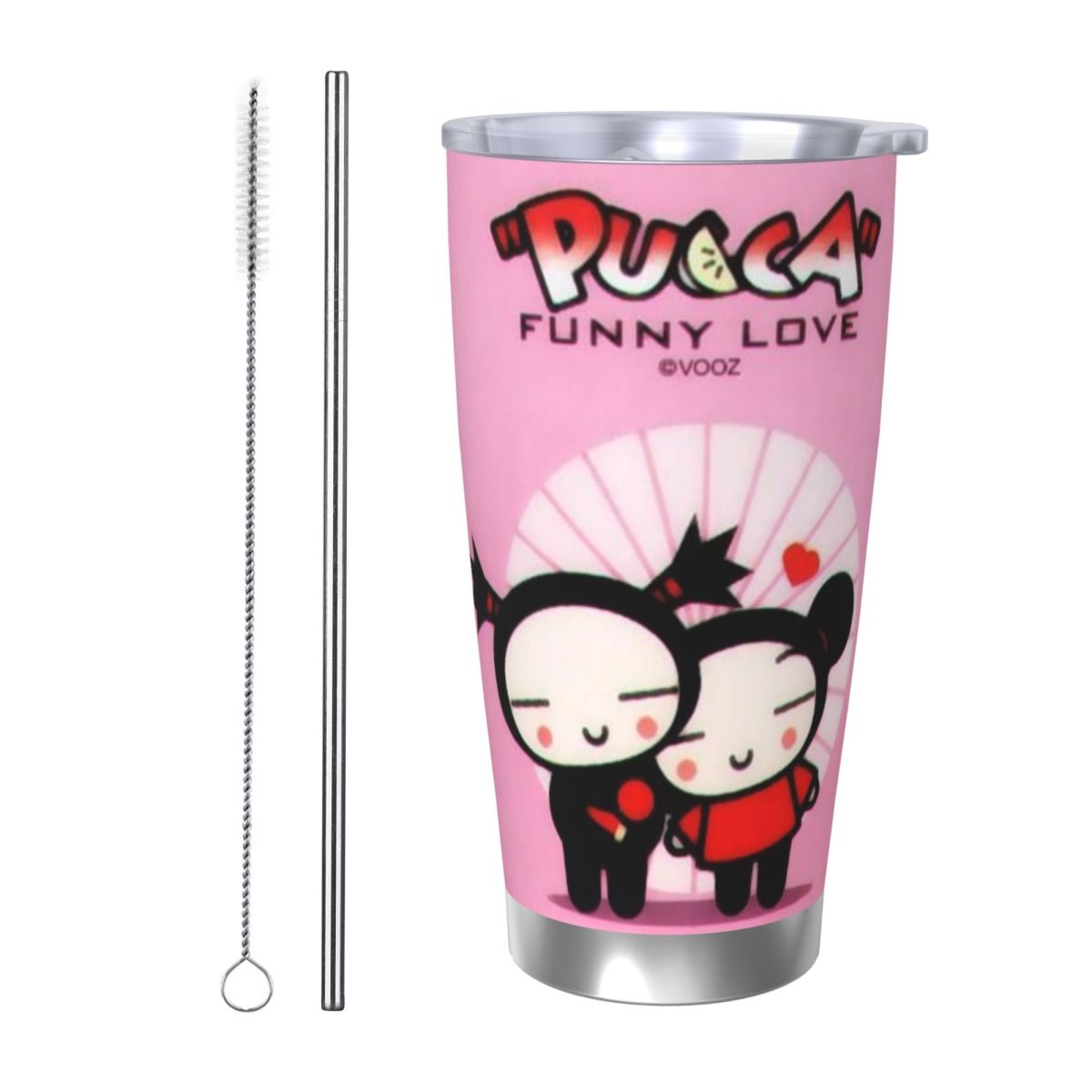 Vacuum Insulated Flask - Sevimli Karikatür Pucca 20oz Paslanmaz Çelik