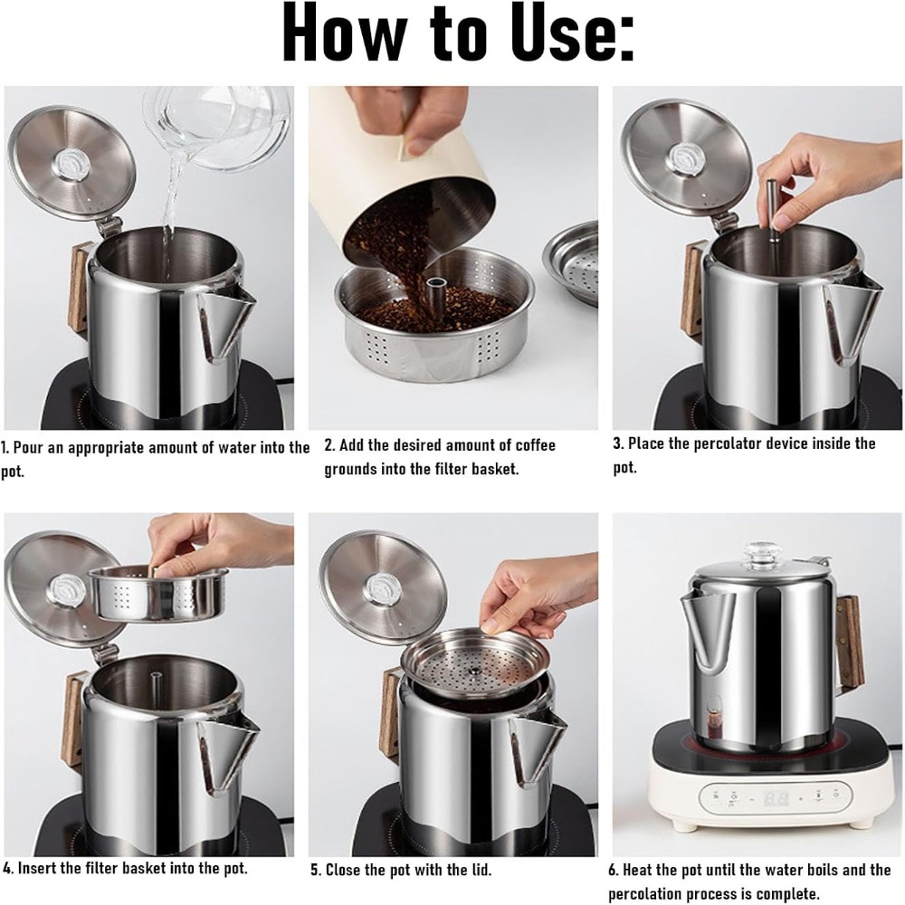 Camp Percolator Coffee - 9 Bardak Kapasiteli, Kamp İçin Kullanılabilen,