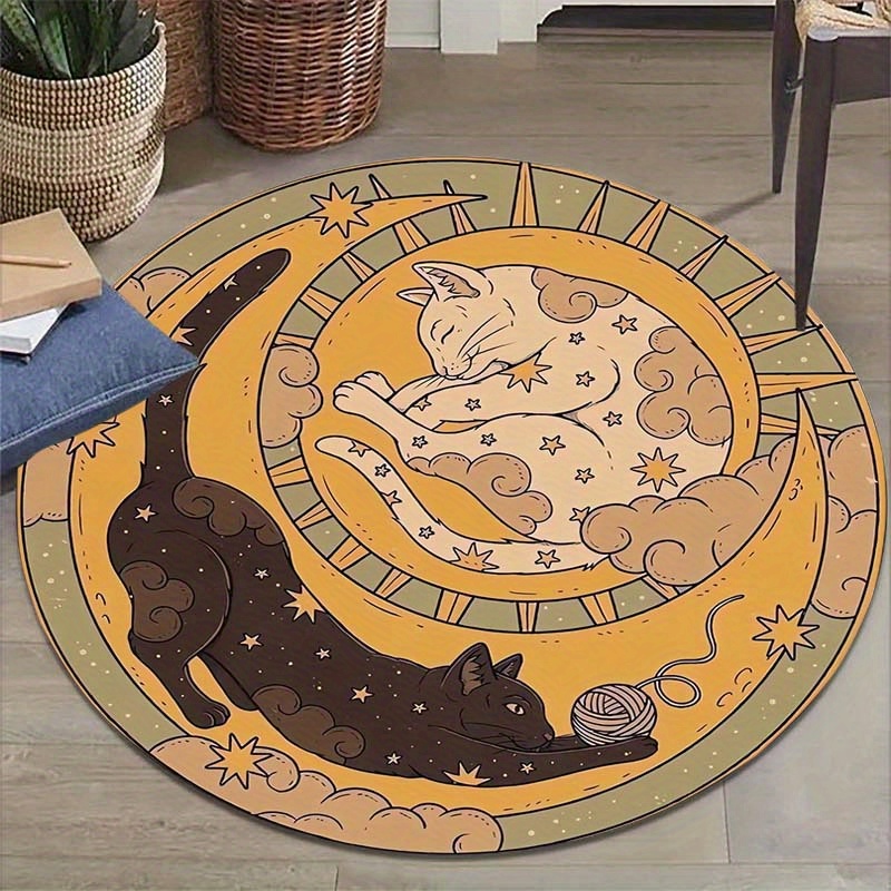 Outdoor Camping Mats Large - VIKAMA Yin Yang Kedi Halısı Yuvarlak