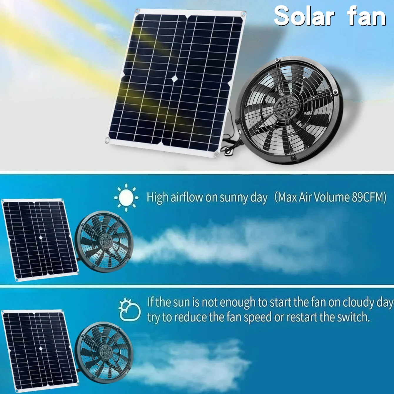 25W Güneş Enerjili Fan Seti, D - Outdoor Camping Dog Kennel incelemesi ve fiyatı