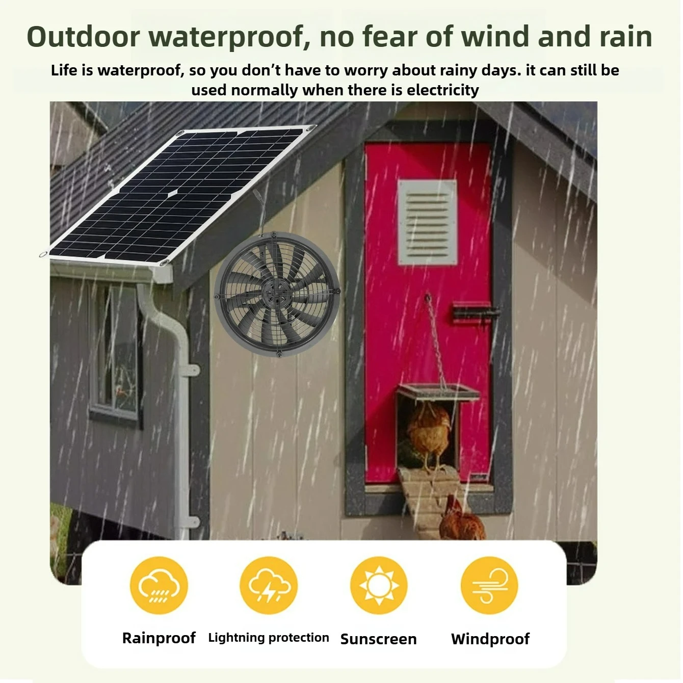25W Güneş Enerjili Fan Seti, D - Outdoor Camping Dog Kennel incelemesi ve fiyatı