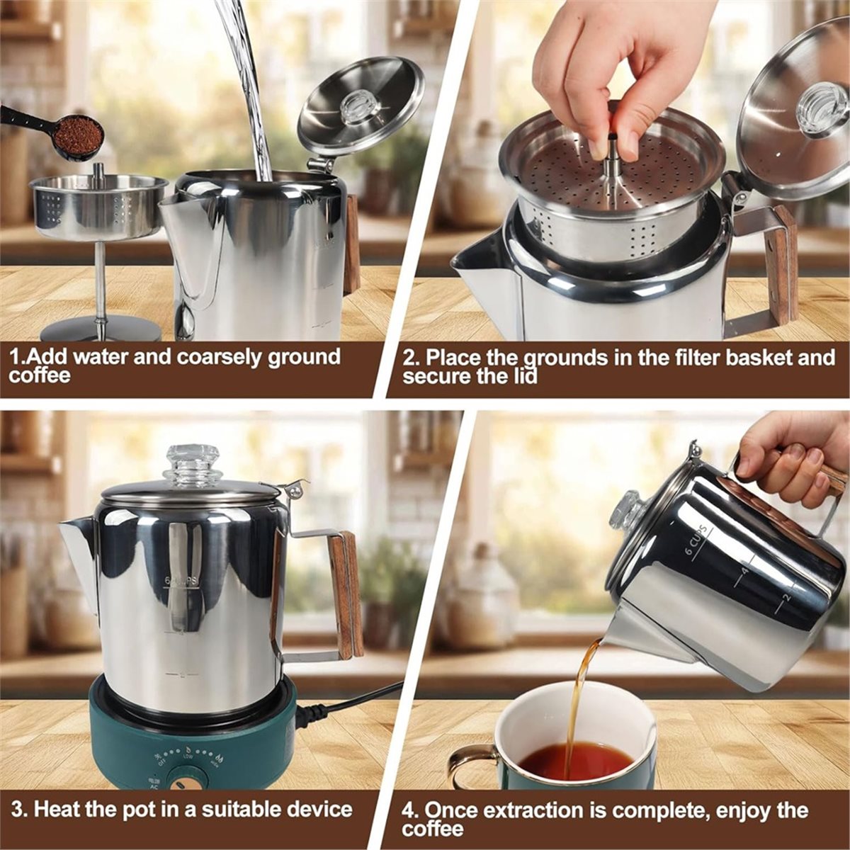 6 Fincan Perkolatör 304 Paslan - Camp Percolator Coffee incelemesi ve fiyatı