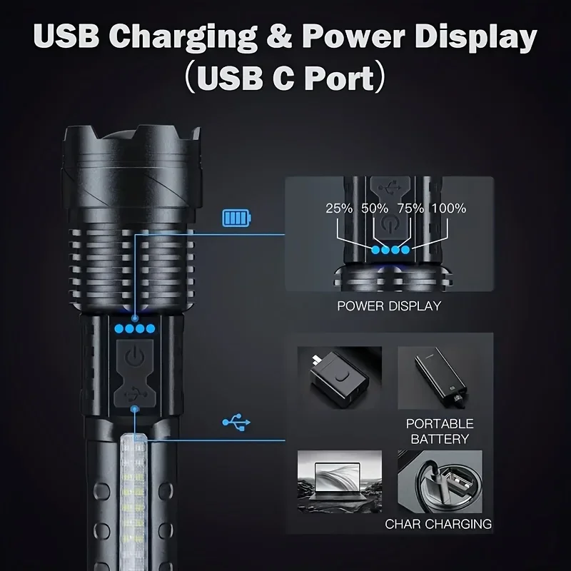 Güçlü LED El Feneri Pil Göster - Battery Outdoor Camping incelemesi ve fiyatı