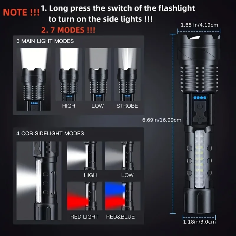 Güçlü LED El Feneri Pil Göster - Battery Outdoor Camping incelemesi ve fiyatı